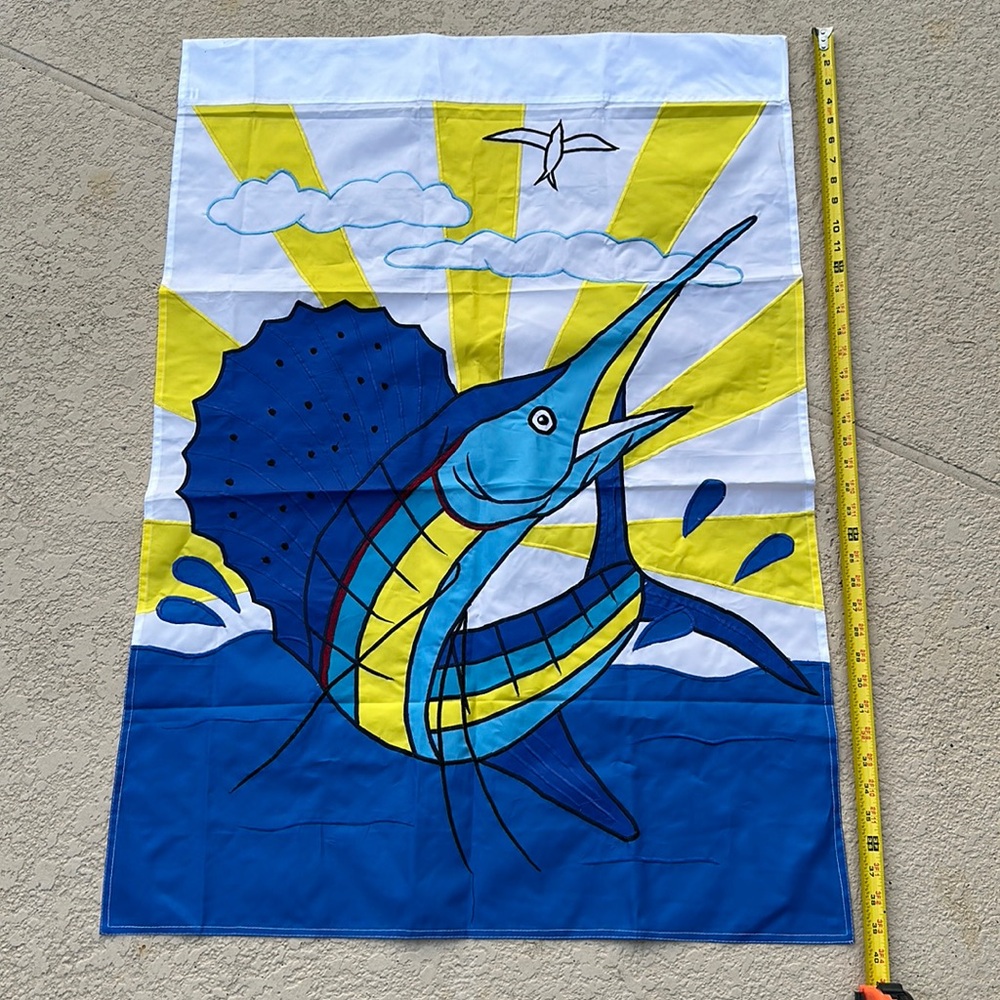 Large 28"x38.5" sail fish Colorful Decorative Garden Flag nylon